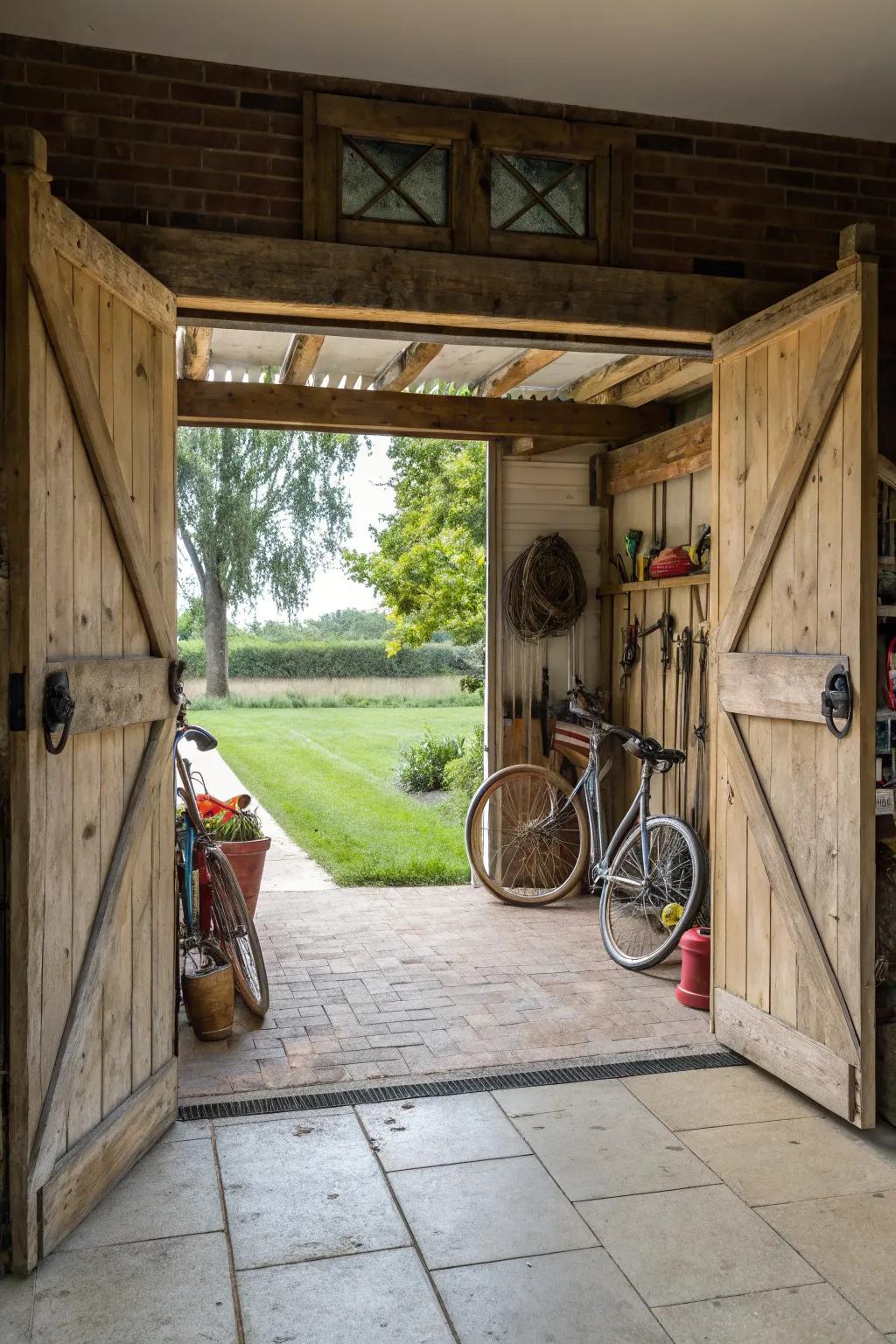 Gliding farmhouse panels bring style and functionality to your garage.