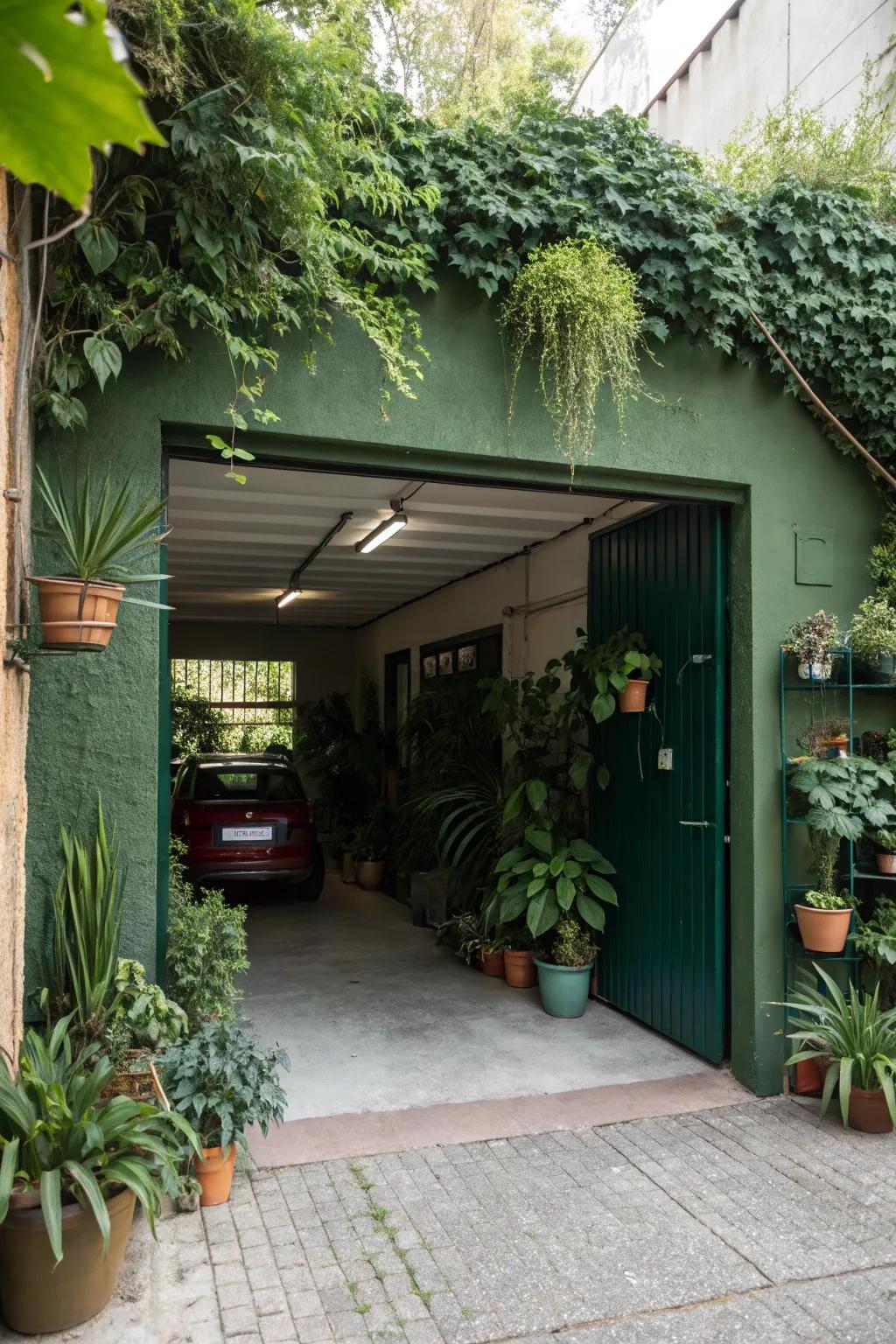 Green paint can turn your garage into a refreshing getaway.