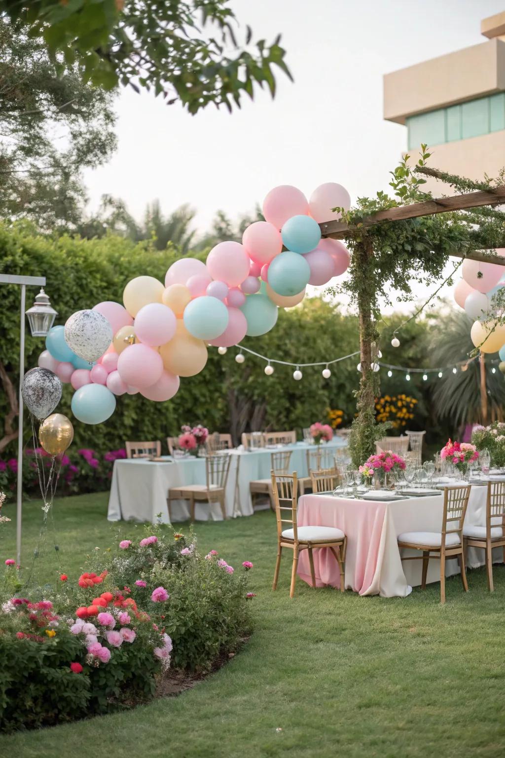 An exterior setup creates a relaxed and welcoming atmosphere for the big reveal.