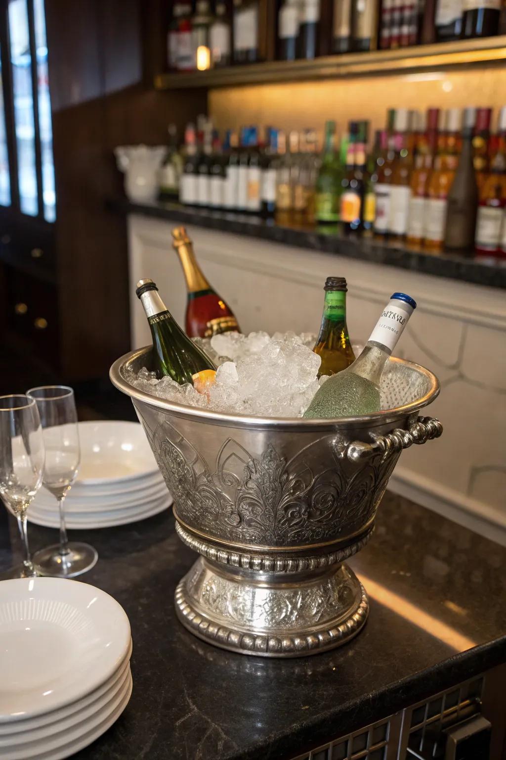 Add charm and utility with a ornamental frozen water container.