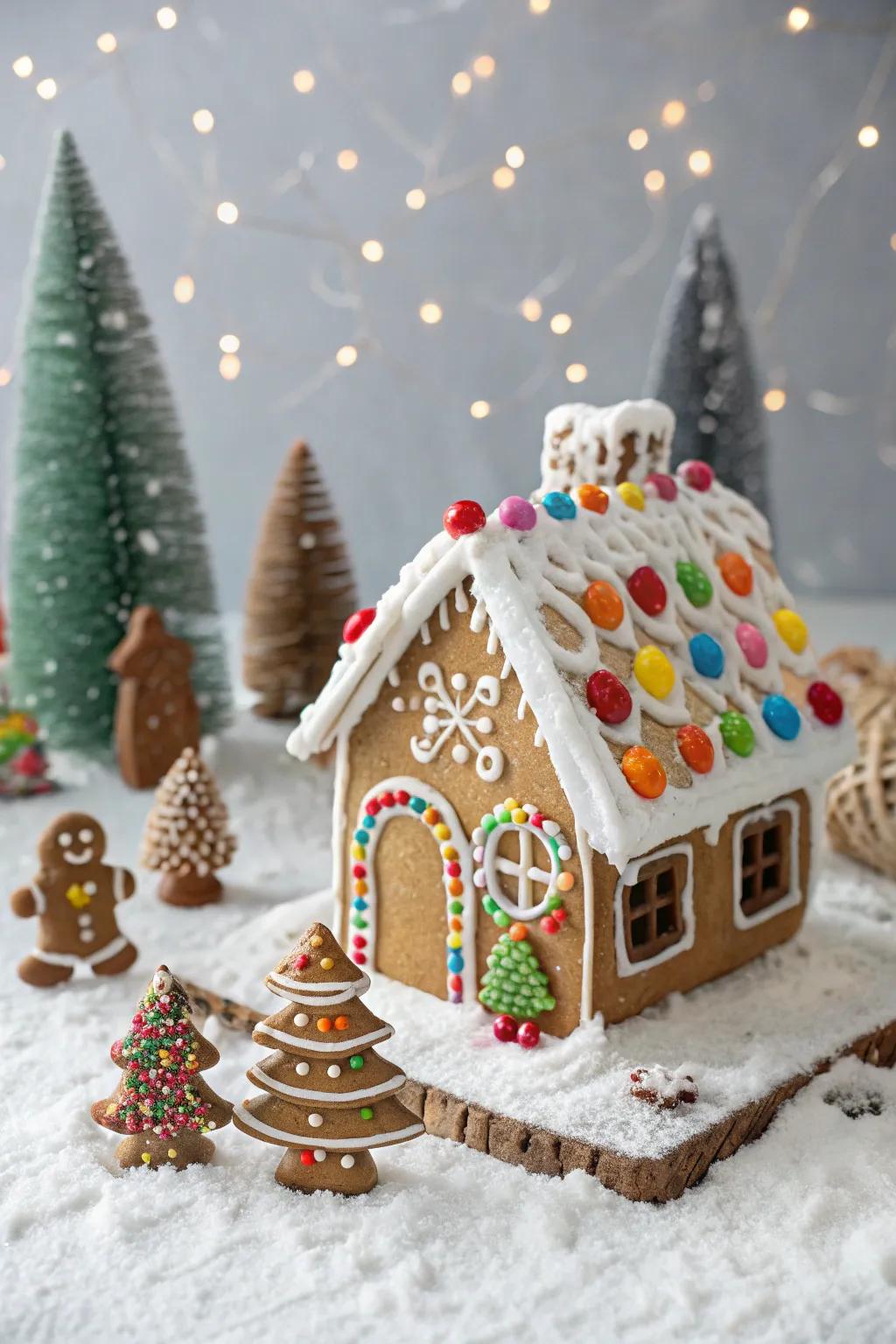 A gingerbread abode that's a visual delight.