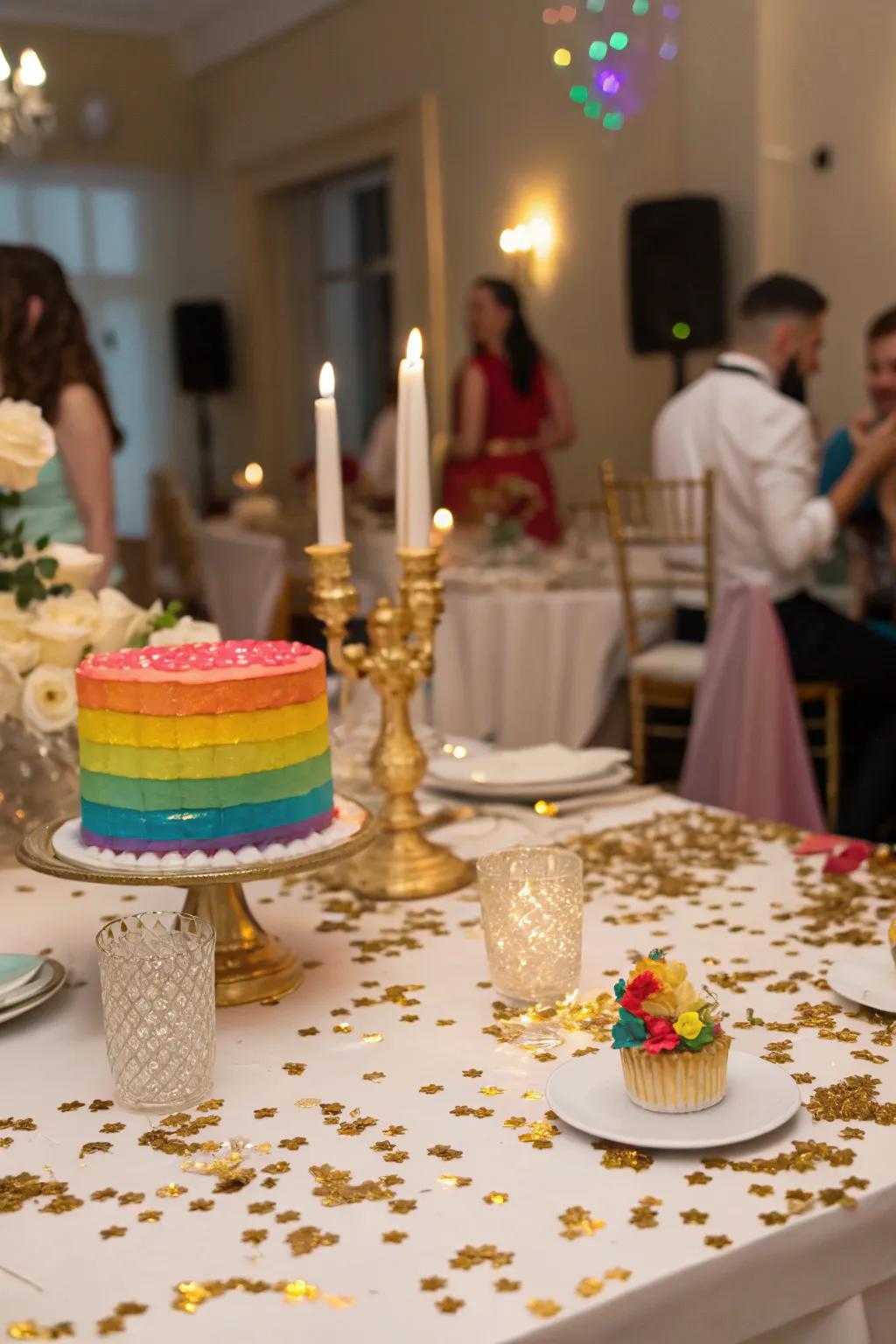 Gold starbursts add a hint of sparkle to your birthday décor.