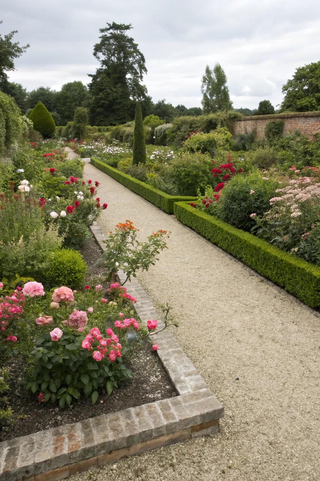 Crisp and clean garden borders defined with gravel edging.