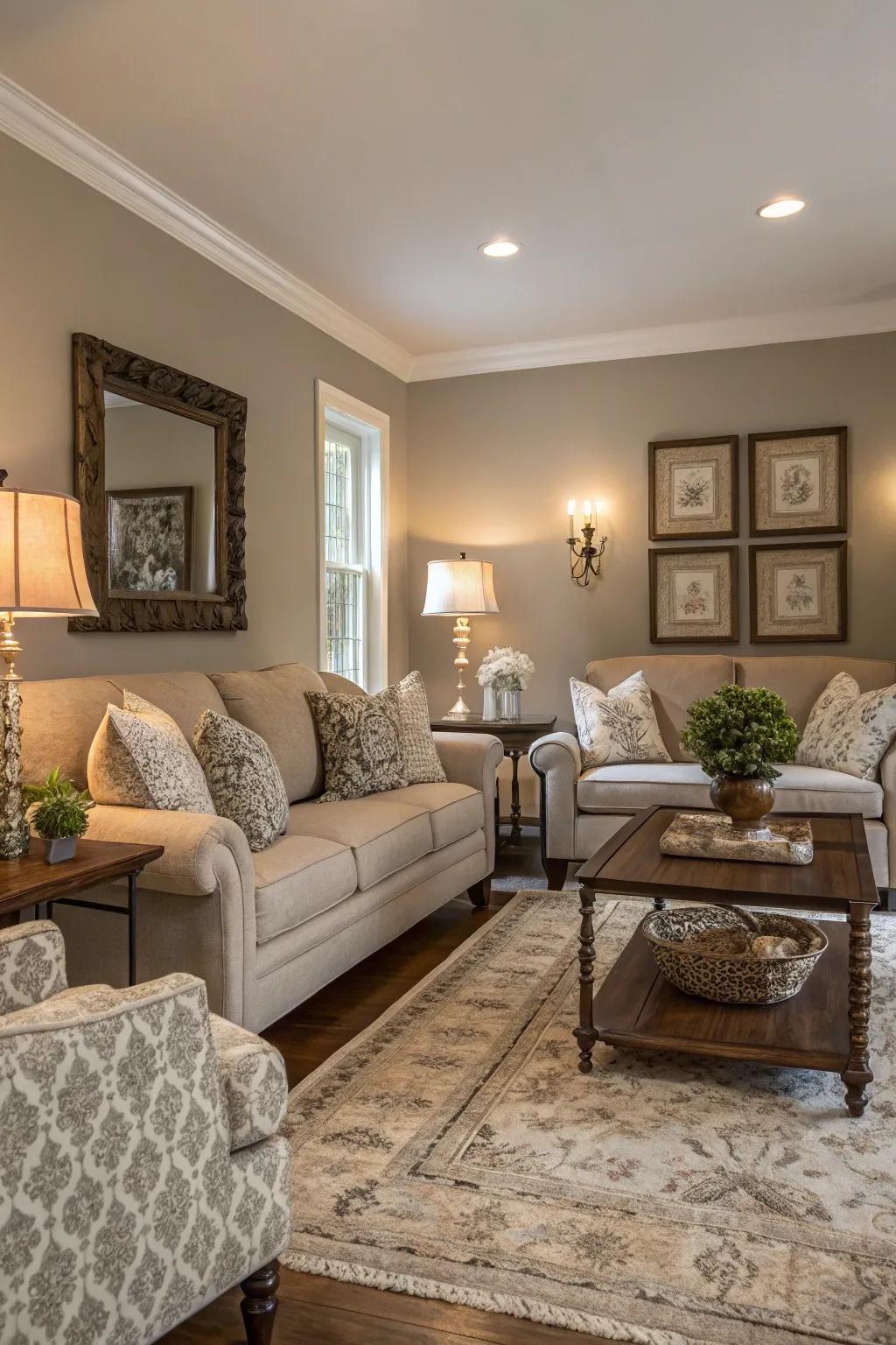 Greige is a cozy alternative to the usual gray.