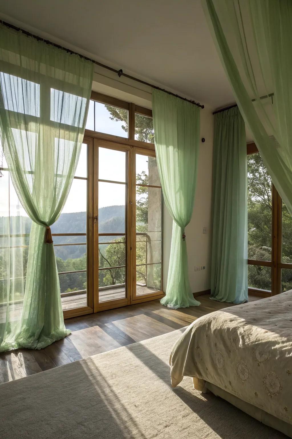 Natural light amplifies the green tones and produces an airy ambiance.