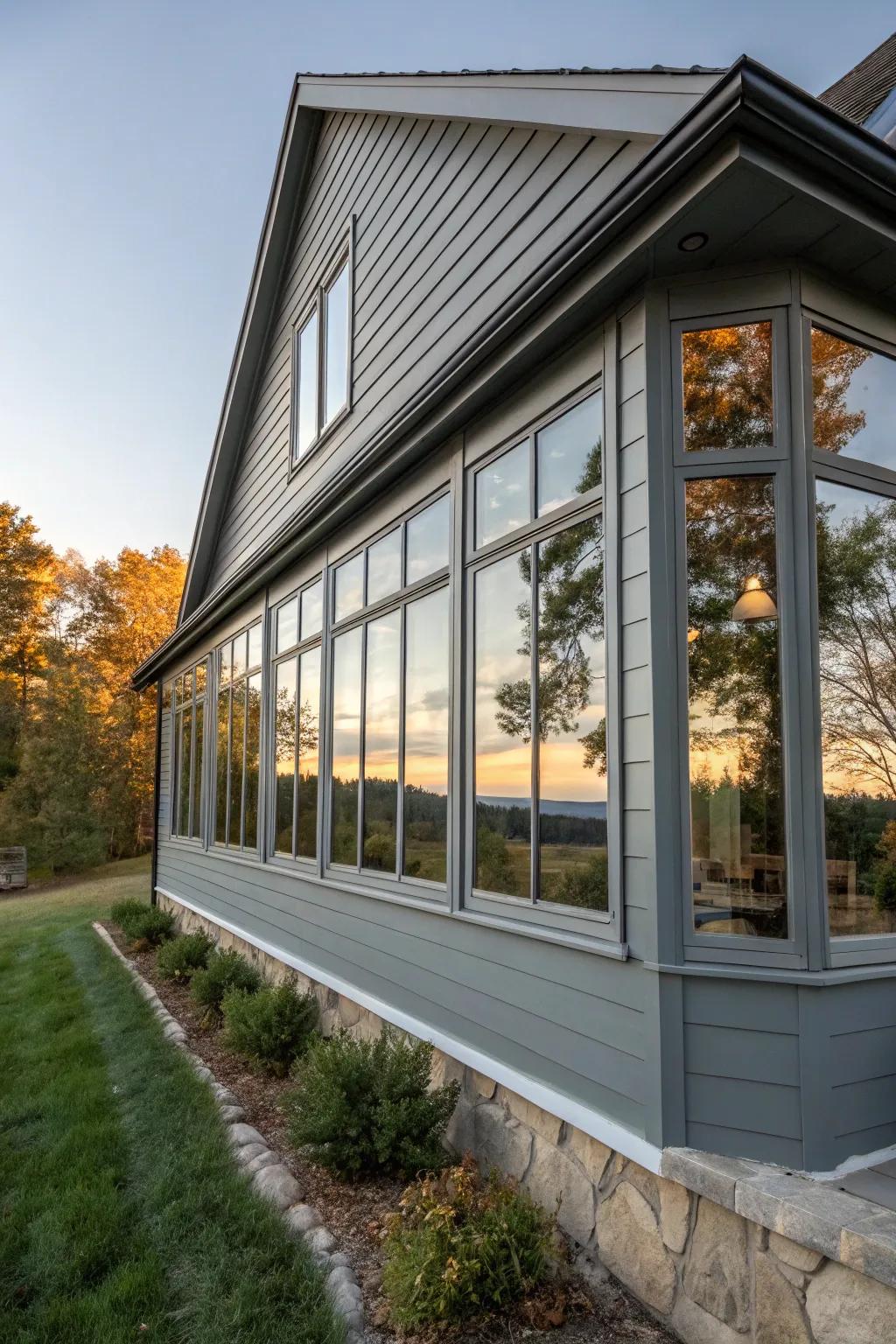 Brighten up with expansive windows and grey tones.