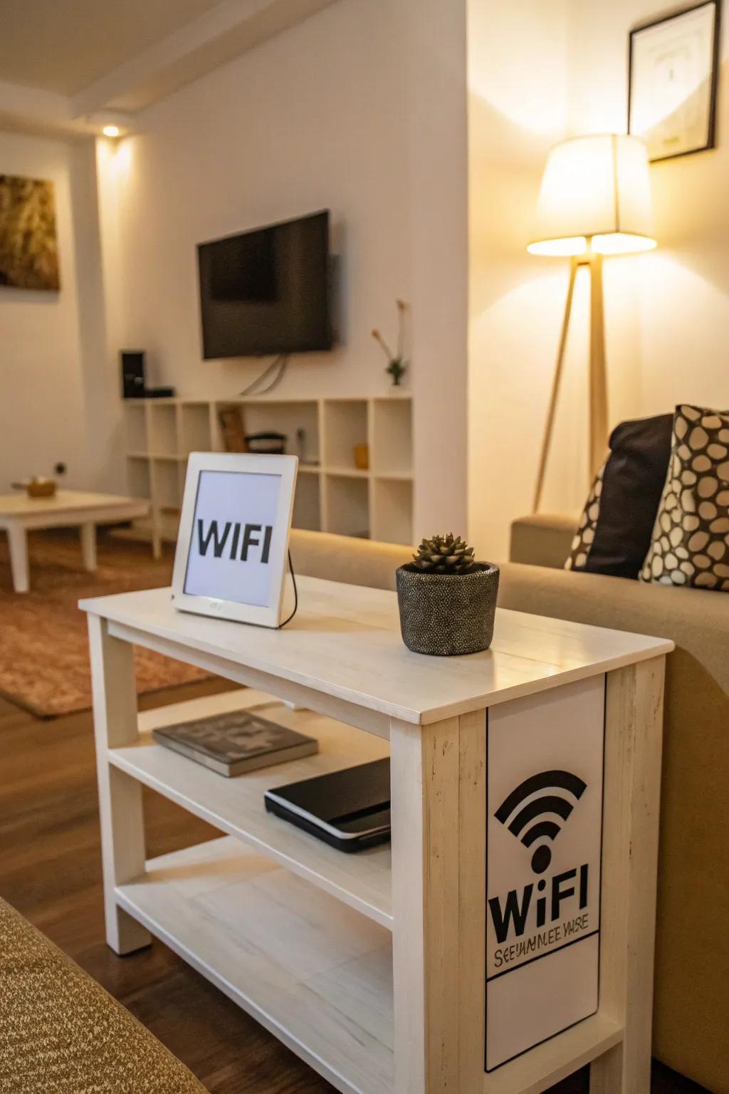 A minimalist WiFi notification seamlessly merging into a modern living space.