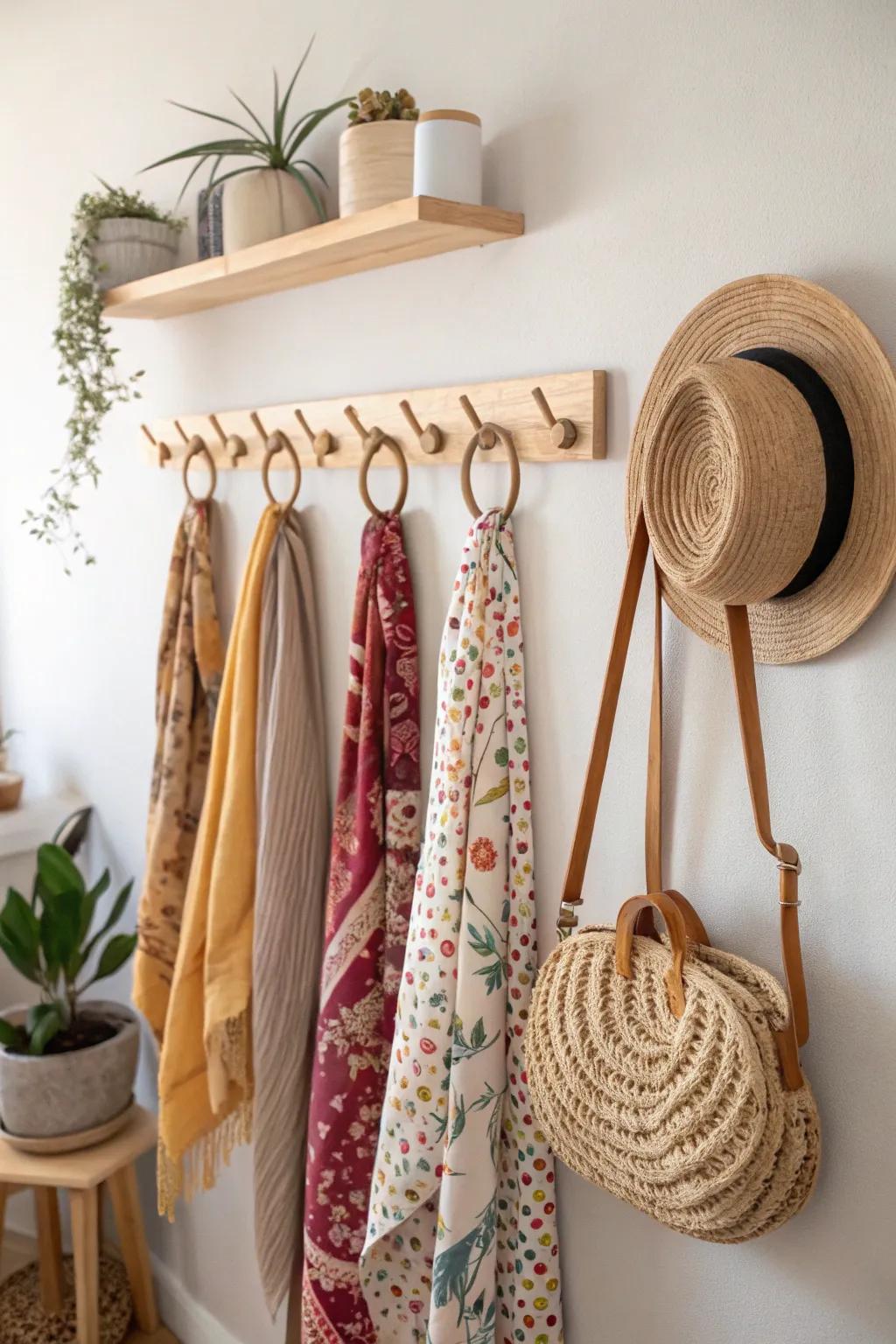 Elevate your space with a chic and functional surface peg display that marries Scandinavian simplicity with boho flair. Perfect for headbands and scarves!