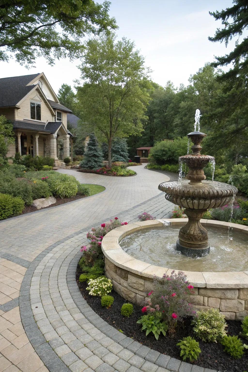 A water feature introduces tranquility and refinement.