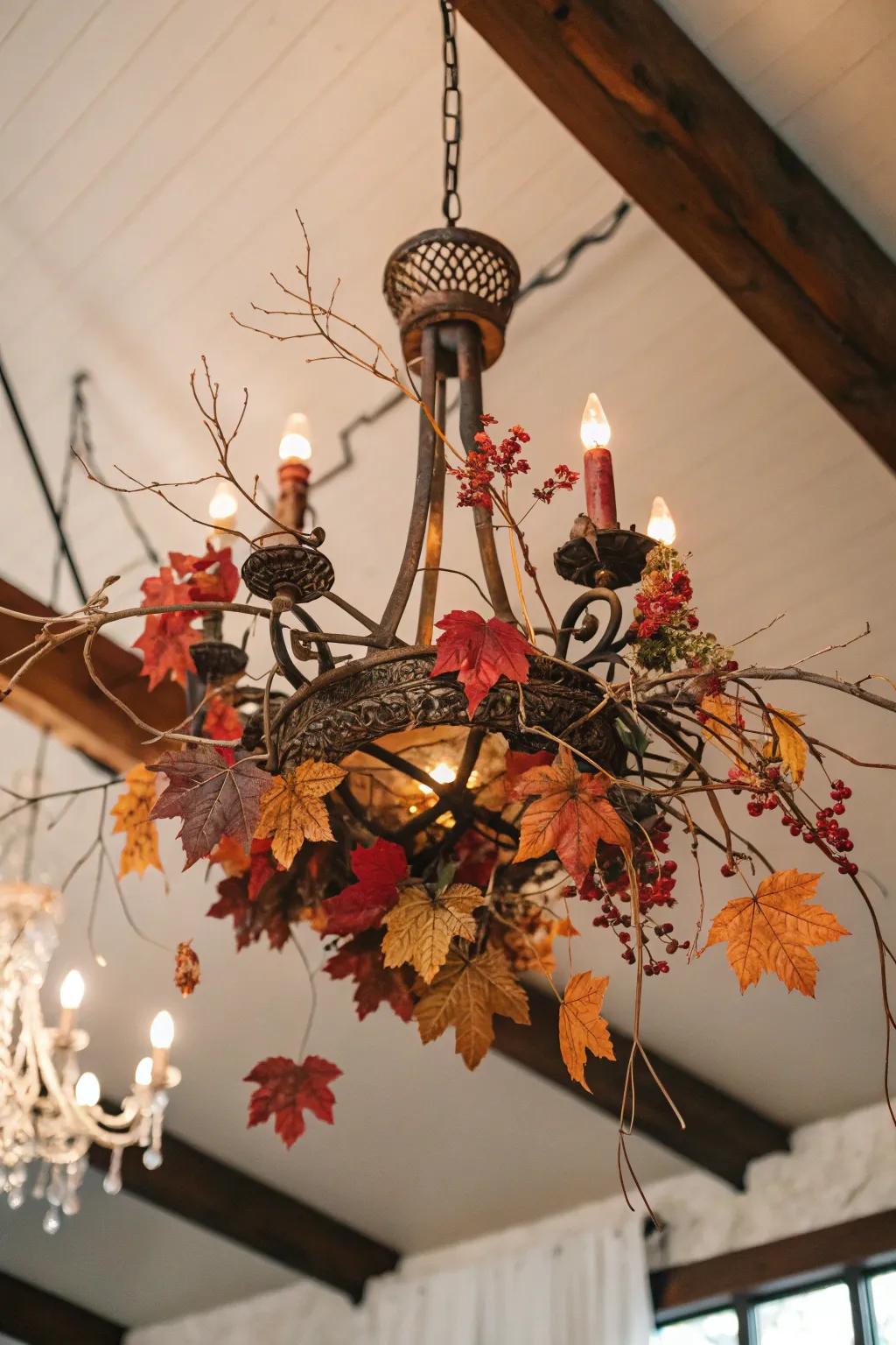 Limbs and foliage infuse an inherent accent to Halloween ornamentation.