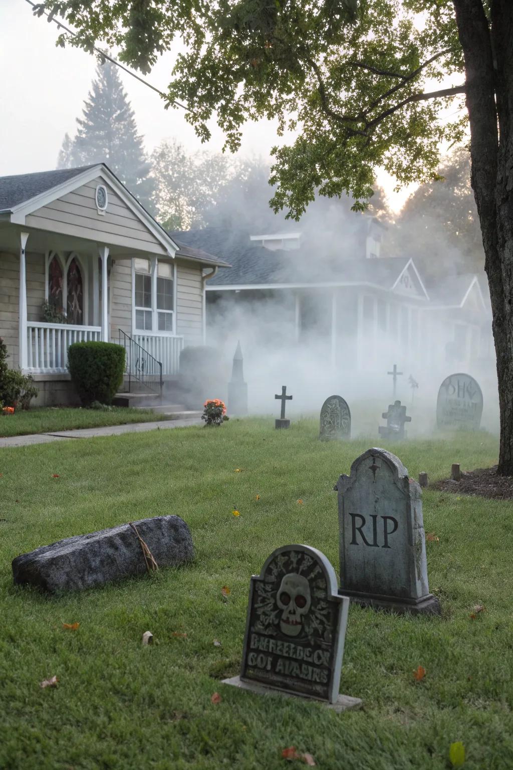 Conjure an eerie burial ground setting that captures the heart of Halloween.