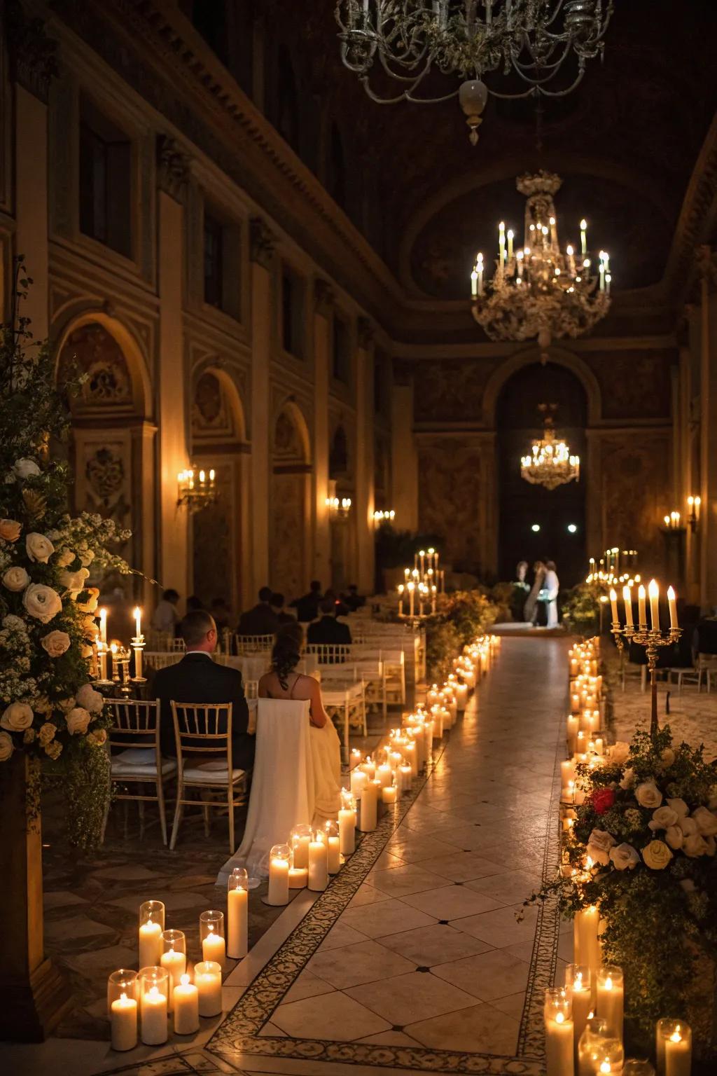 Candles establish a cozy and intimate atmosphere.