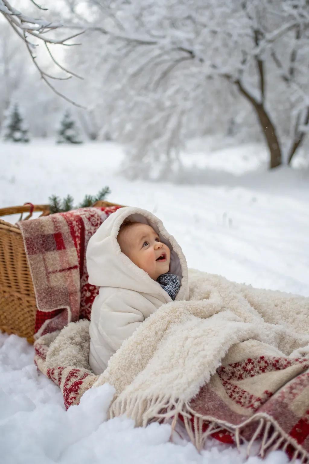 A comfortable wintry heaven when taking your baby's first Christmas.