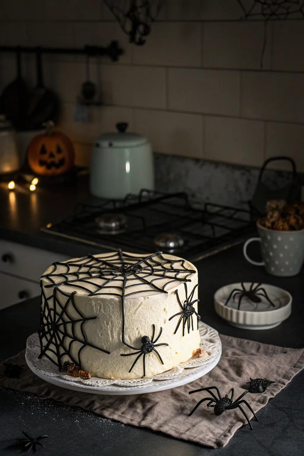 A spider silk cake that's a captivating delight.
