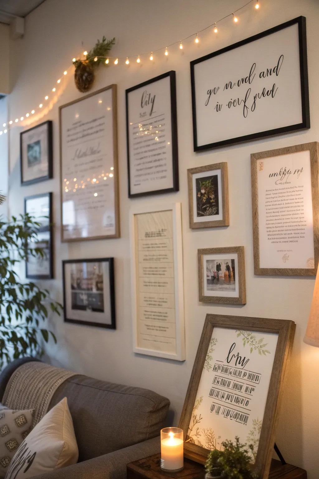 Uplifting quotes enhance the personal touch of poster displays.