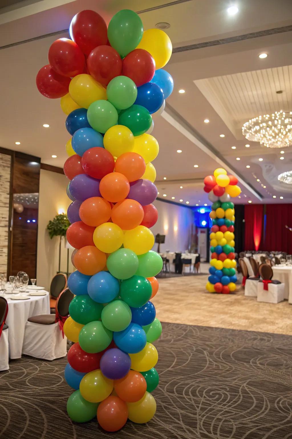 Daring and colorful balloons breathe life and vibrancy into the event area.