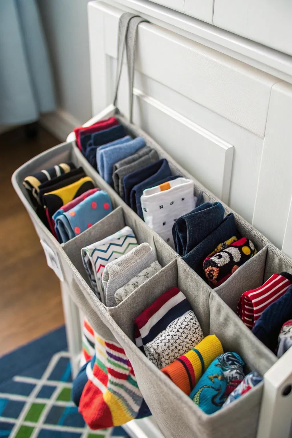You can also use a shoe organizer to store socks.