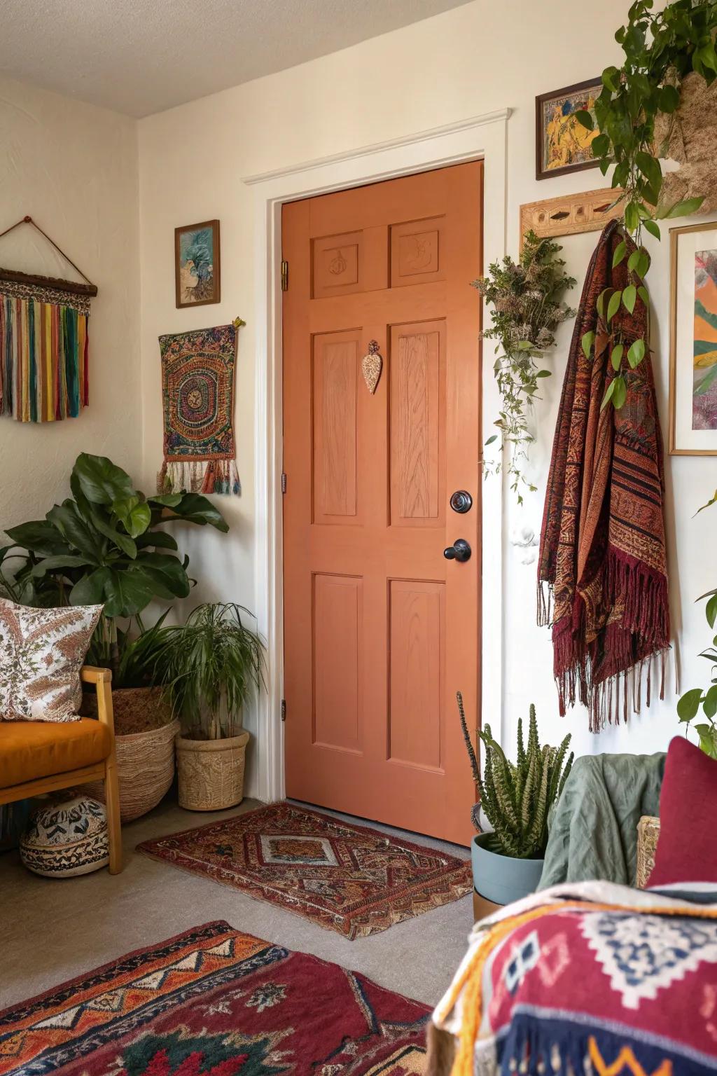 Rust-colored doors radiating warmth and comfort.
