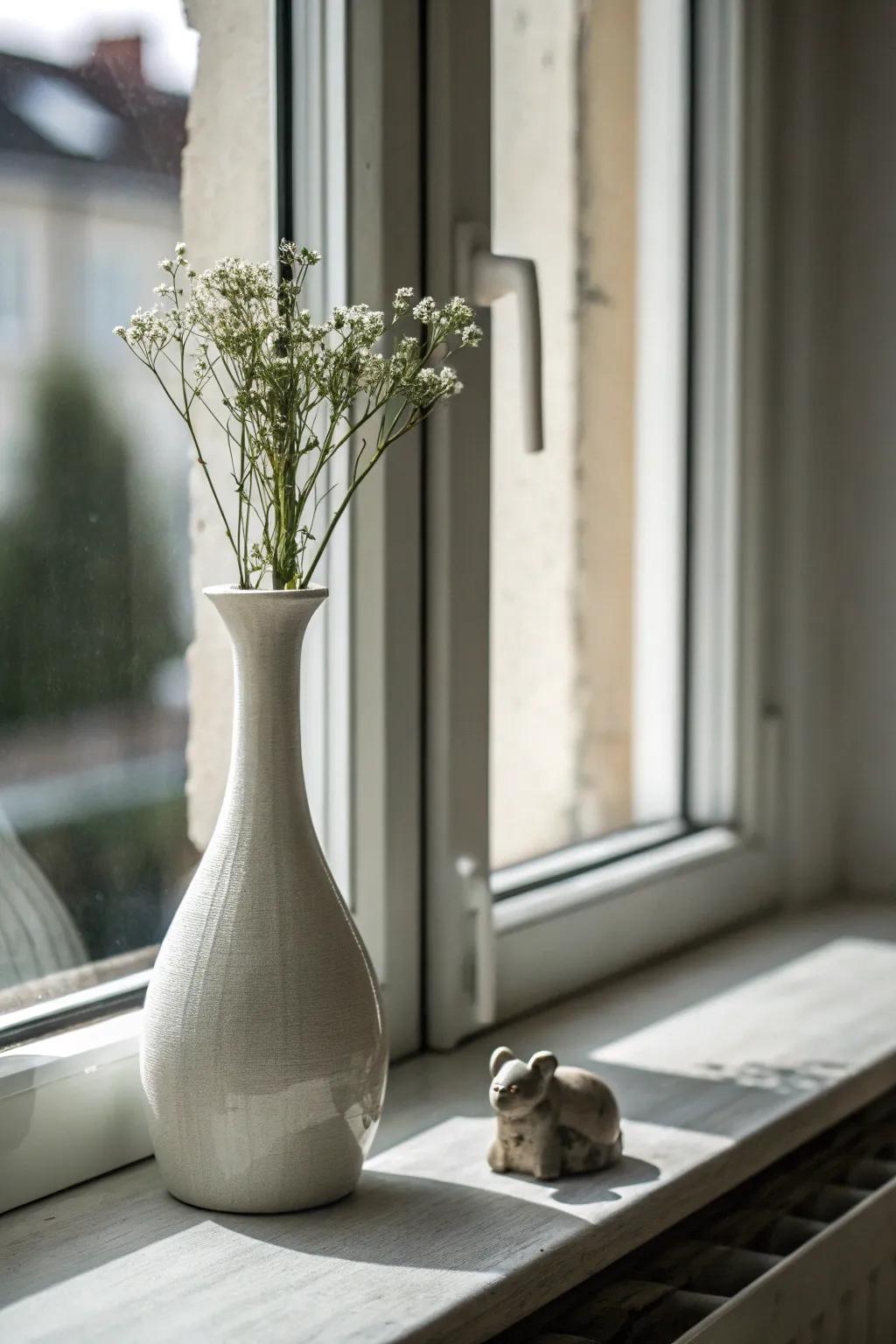 Embrace simplicity with a minimalist strategy to window sill decor.