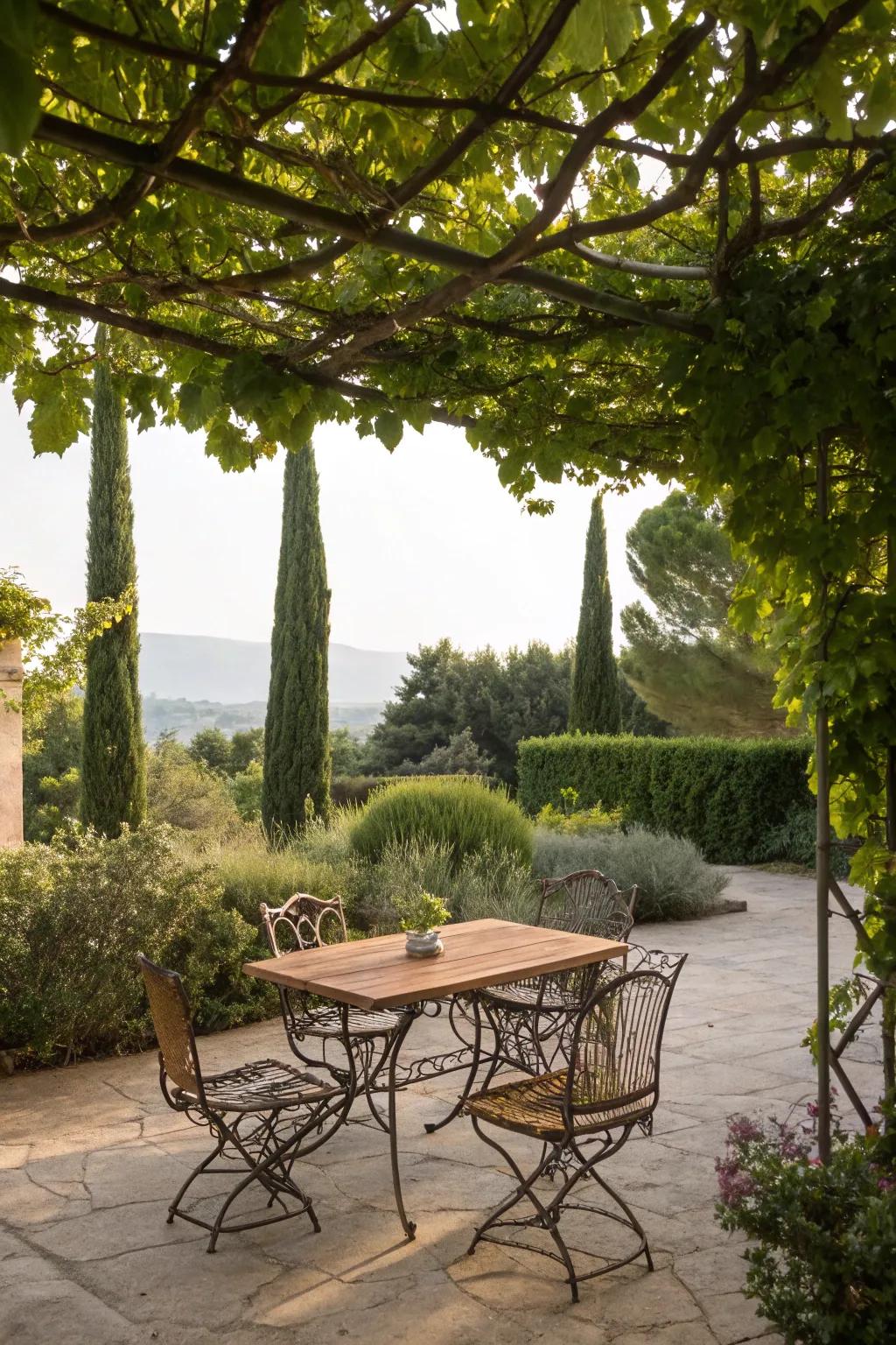 Wrought iron furnishings bring Italian elegance to your garden.