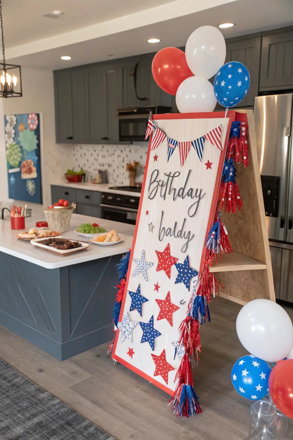 A festive blend of patriotic and picnic themes perfect for July birthdays.