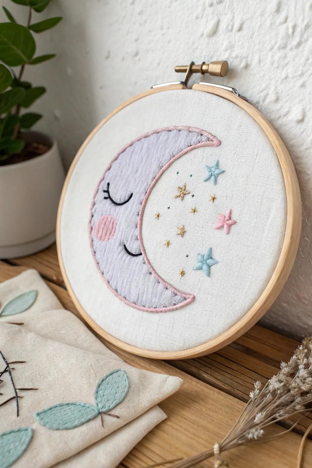 Dream ambitiously with this kawaii embroidered hoop decor, blending Scandinavian minimalism with boho appeal.