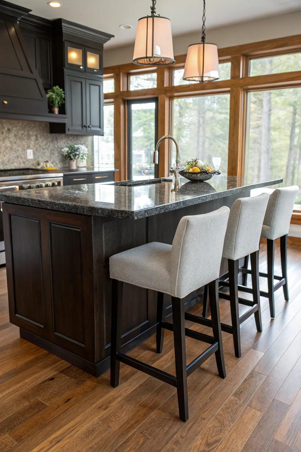 Integrated seating transforms your kitchen island into a hub for social gatherings.
