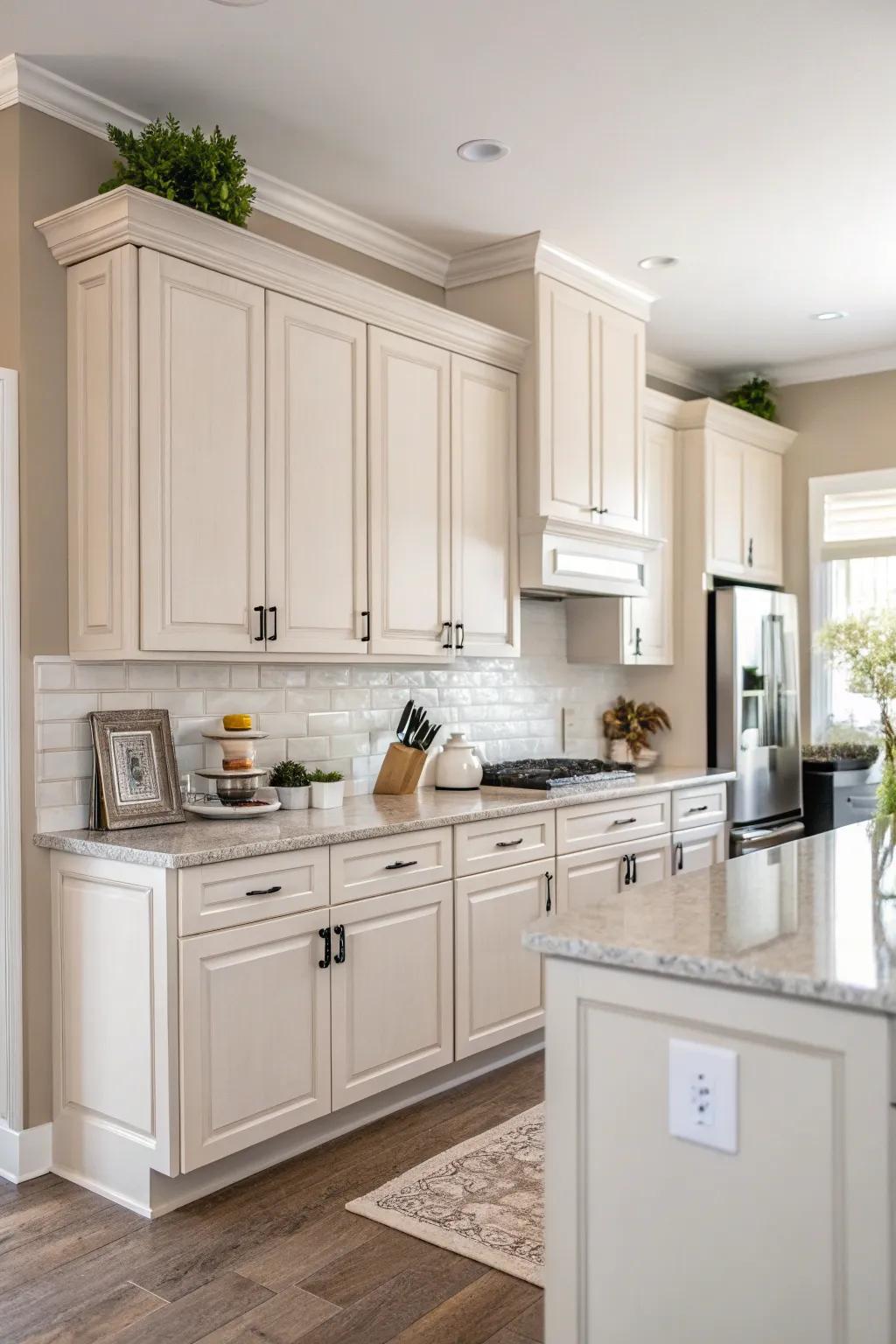 The backdrop that light brown walls provide is both warm and stylish.