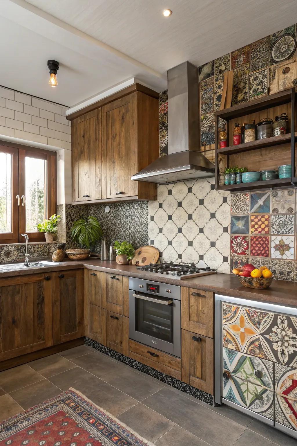Mixed materials establish an eclectic and unique design.