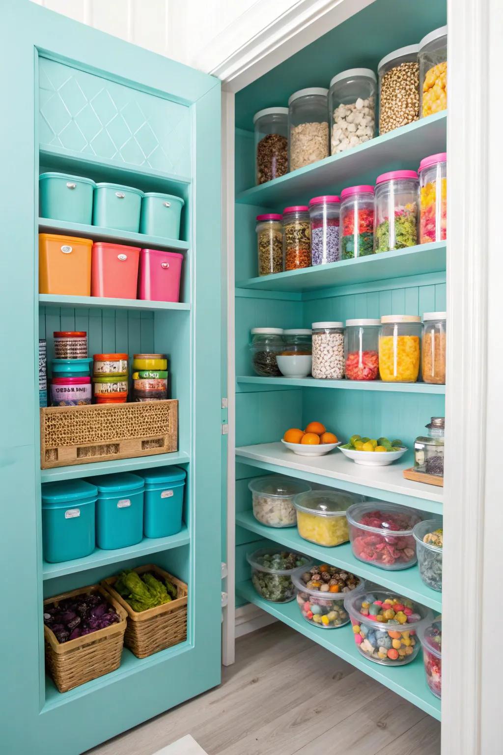 A splash of color adds personality to your pantry.