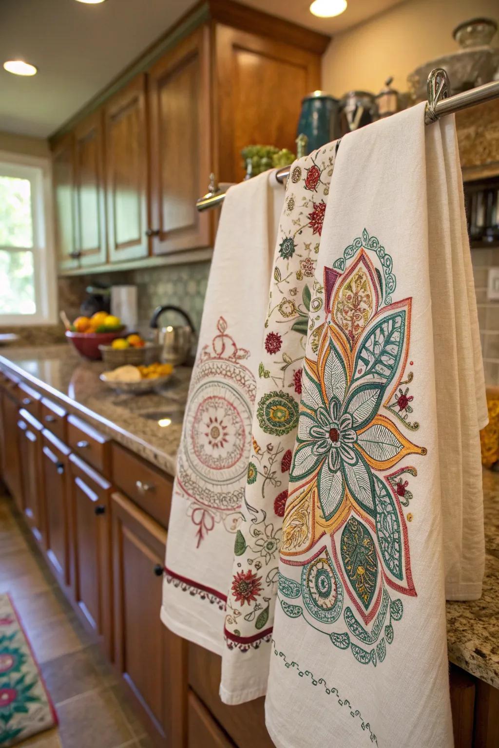Personalized cloths introduce a distinctive touch to your kitchen.