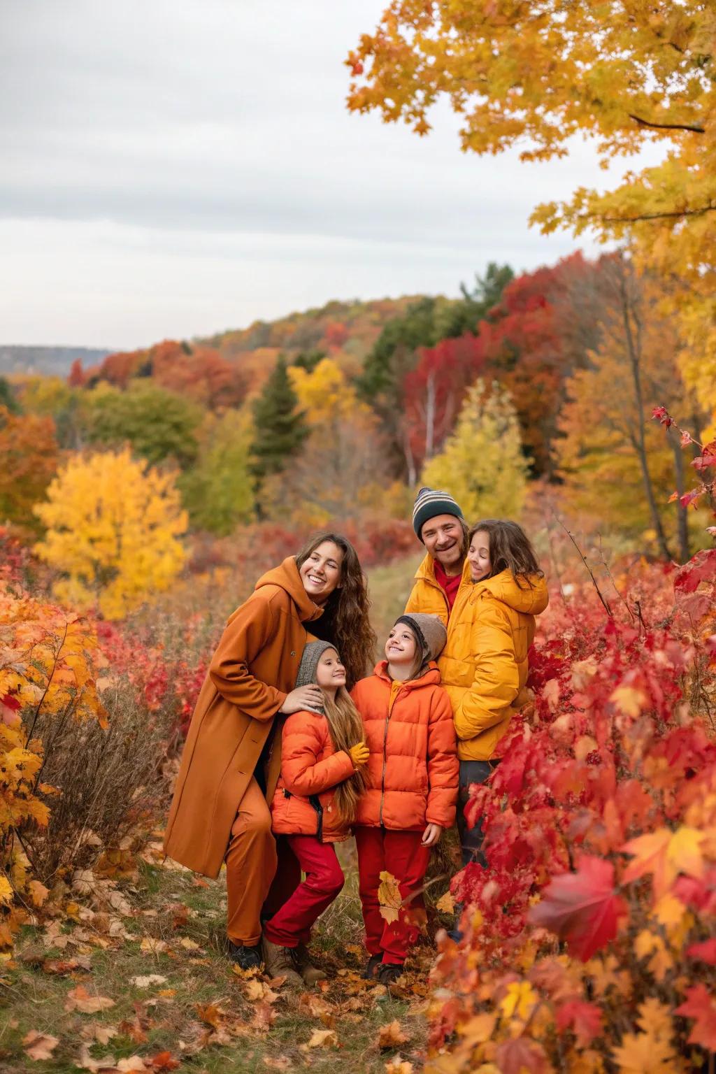 Autumn tones like terracotta and gold enrich the seasonal scenery.