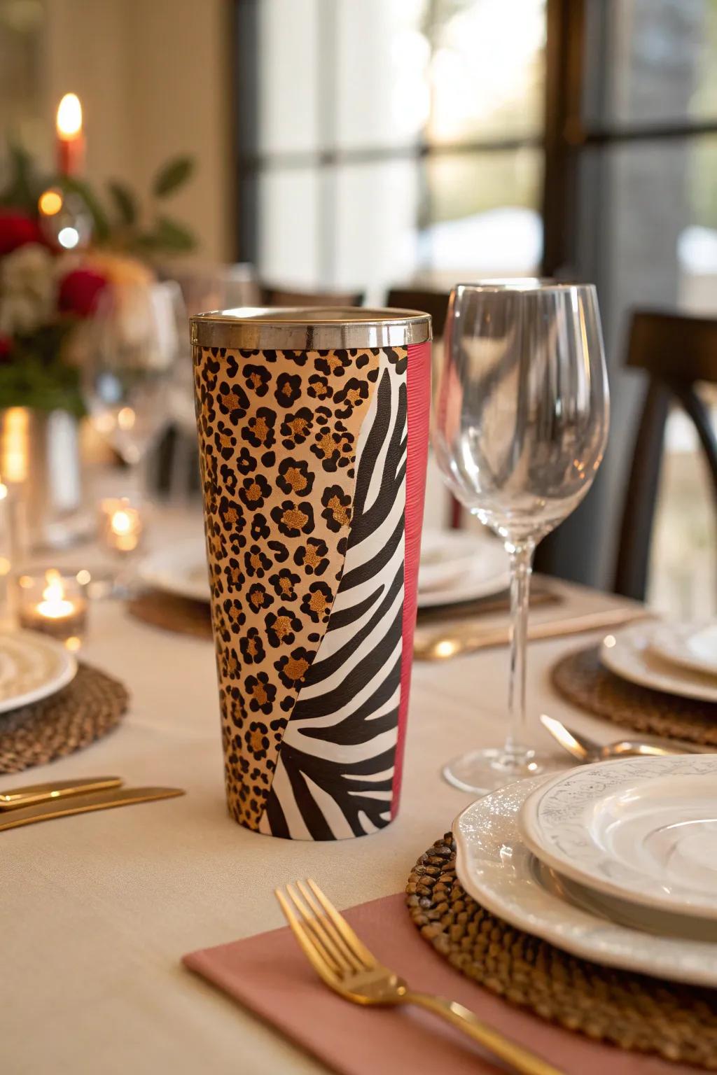 Stand out with a lively mix of animal designs on your cup.