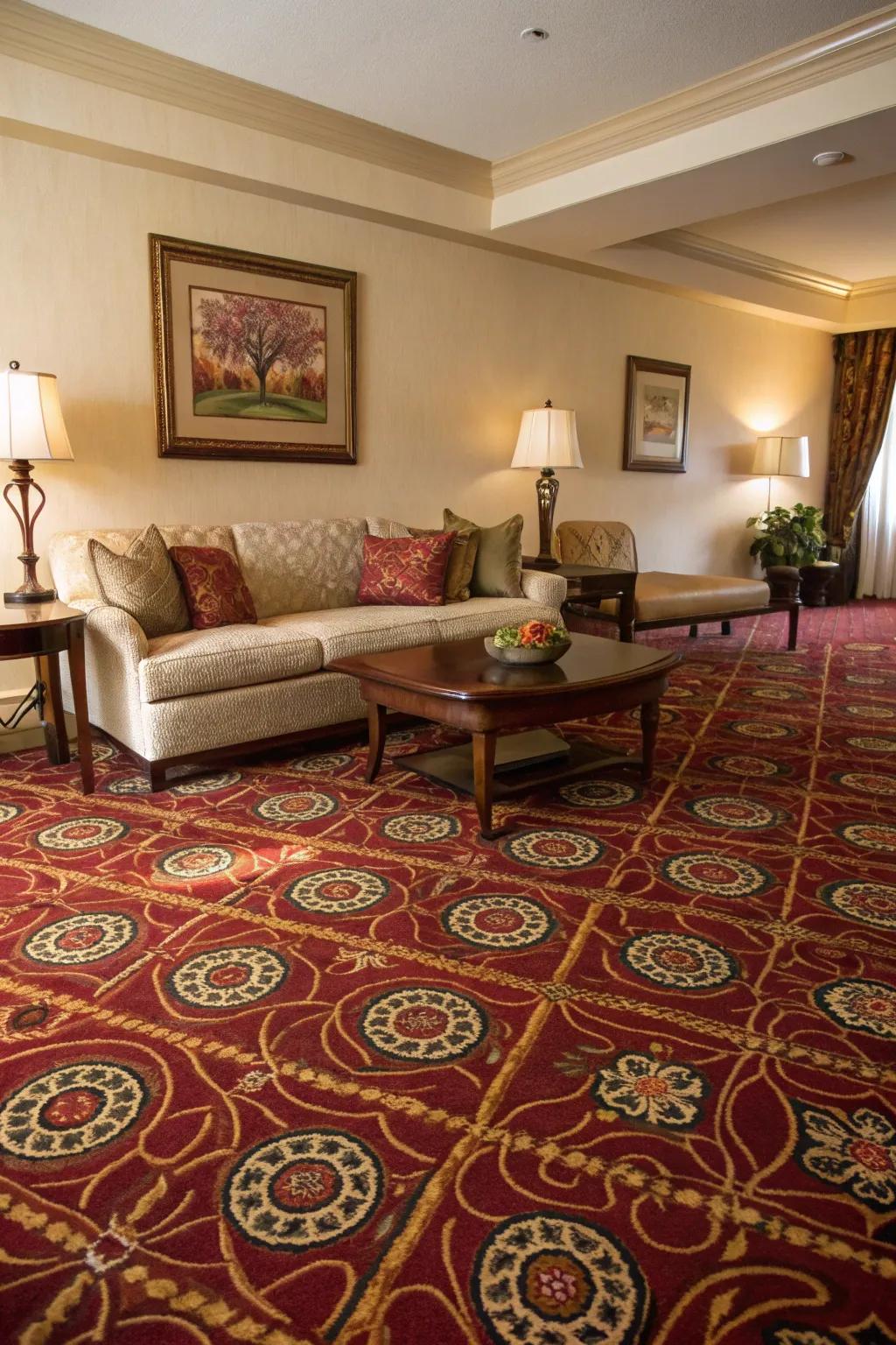 Vibrancy and visual interest are achieved through contrasts in color.