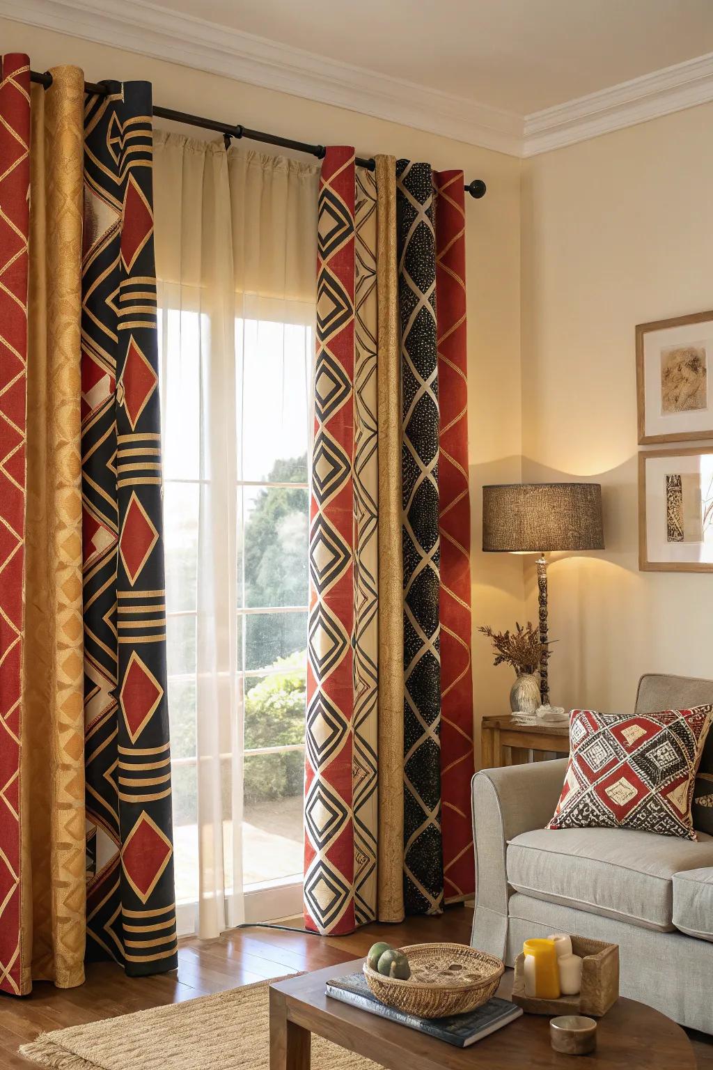 Geometric designs lend a modern edge to your living room.