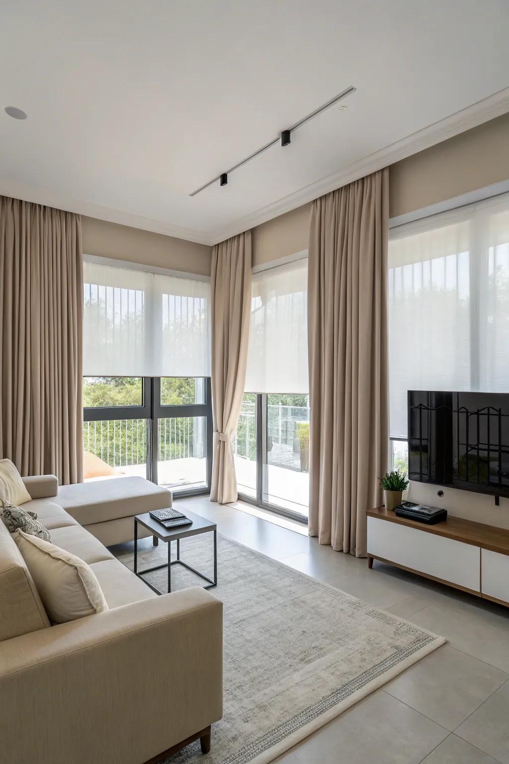 Roller shades are ideal for a simple visual.