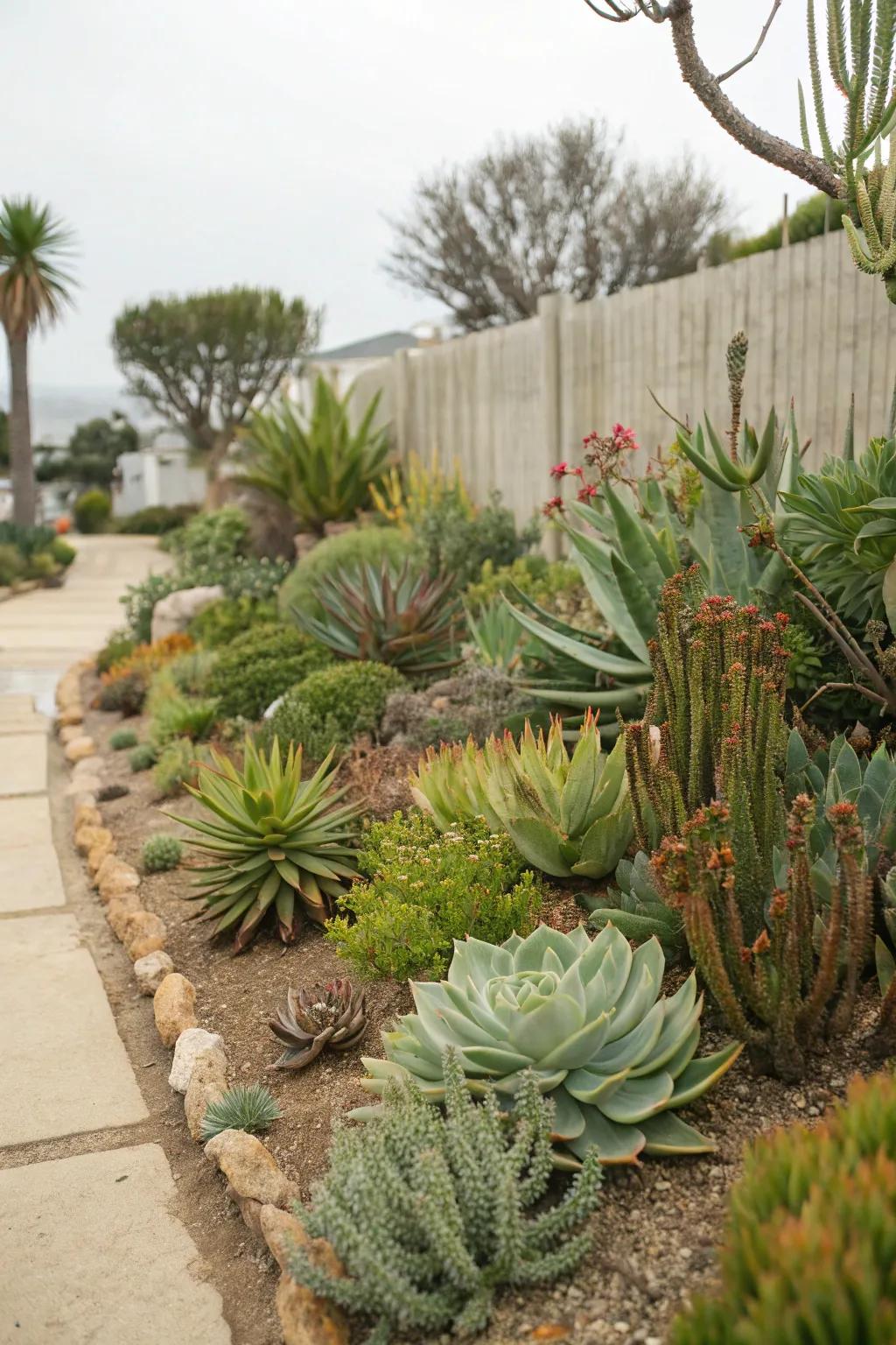Succulents offer beauty and require minimal hydration.