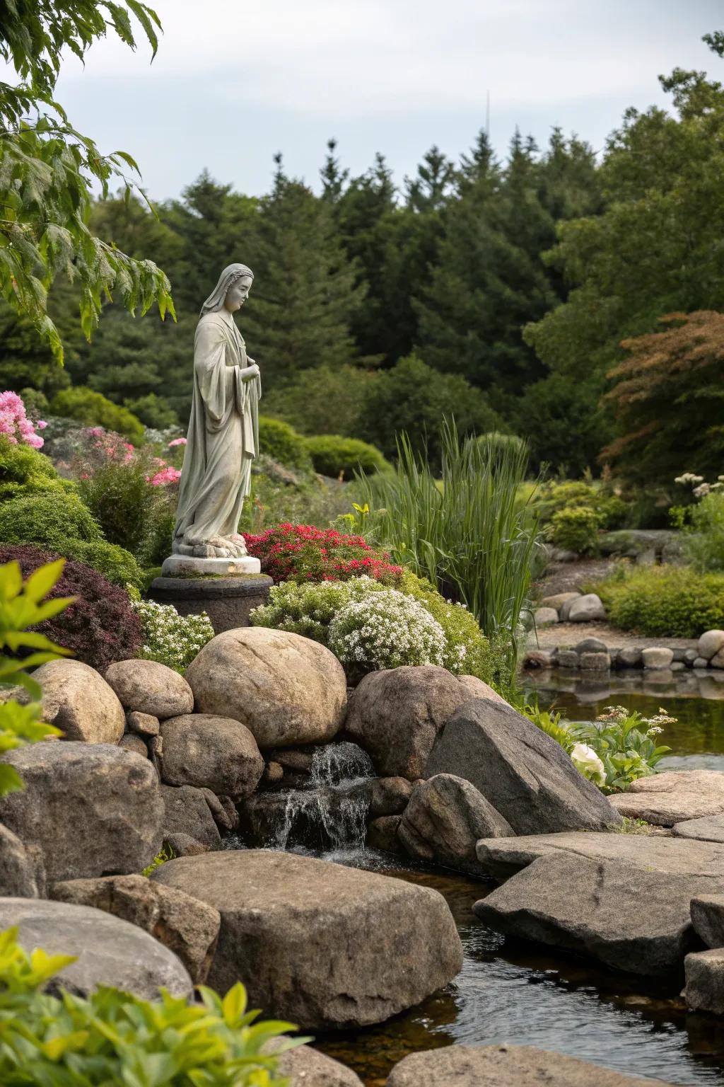 Emphasize garden elements with thoughtfully placed river stone accents.
