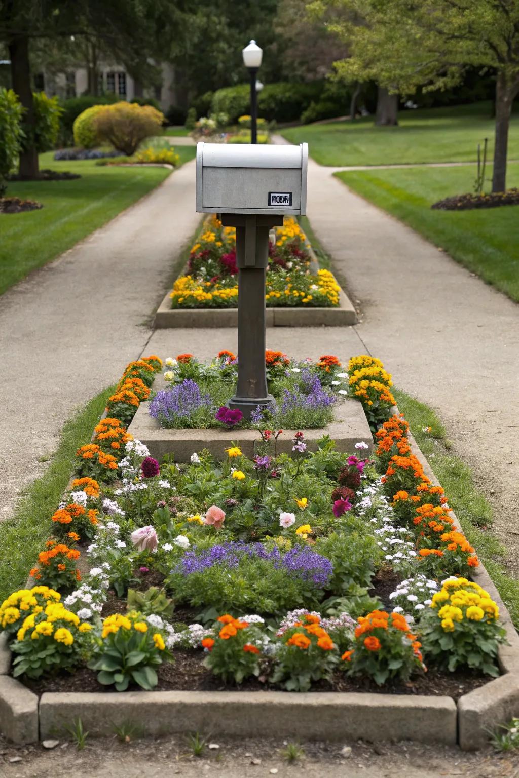 Symmetry in landscaping adds a touch of elegance to your mailbox.