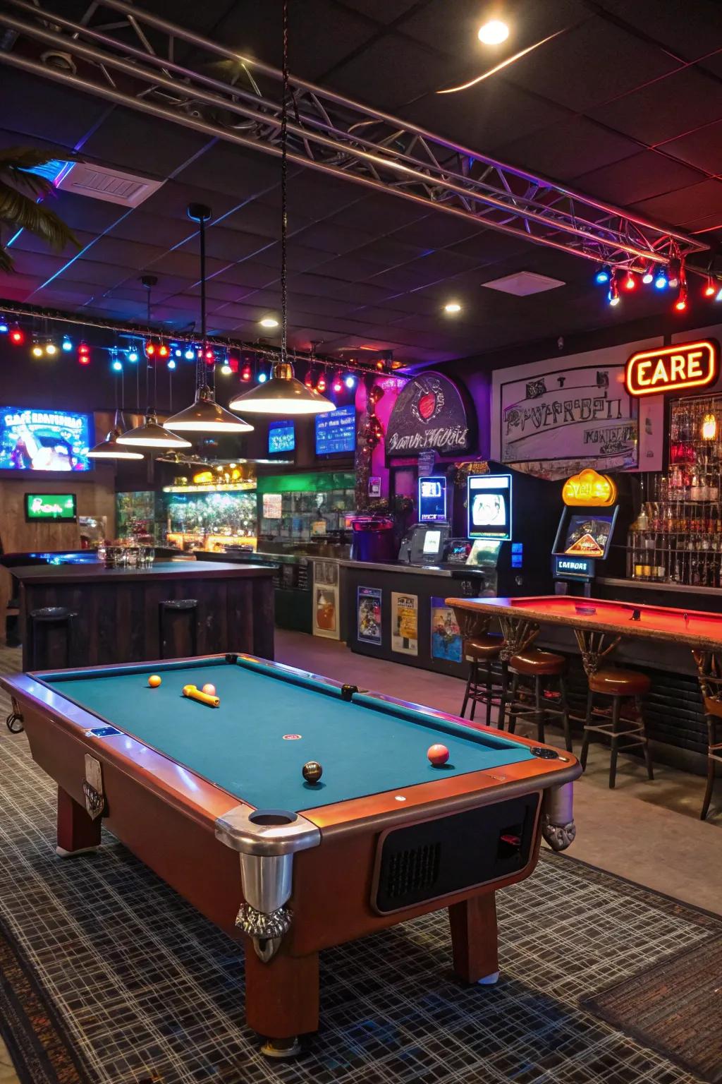 The fun never stops in a game room bar.