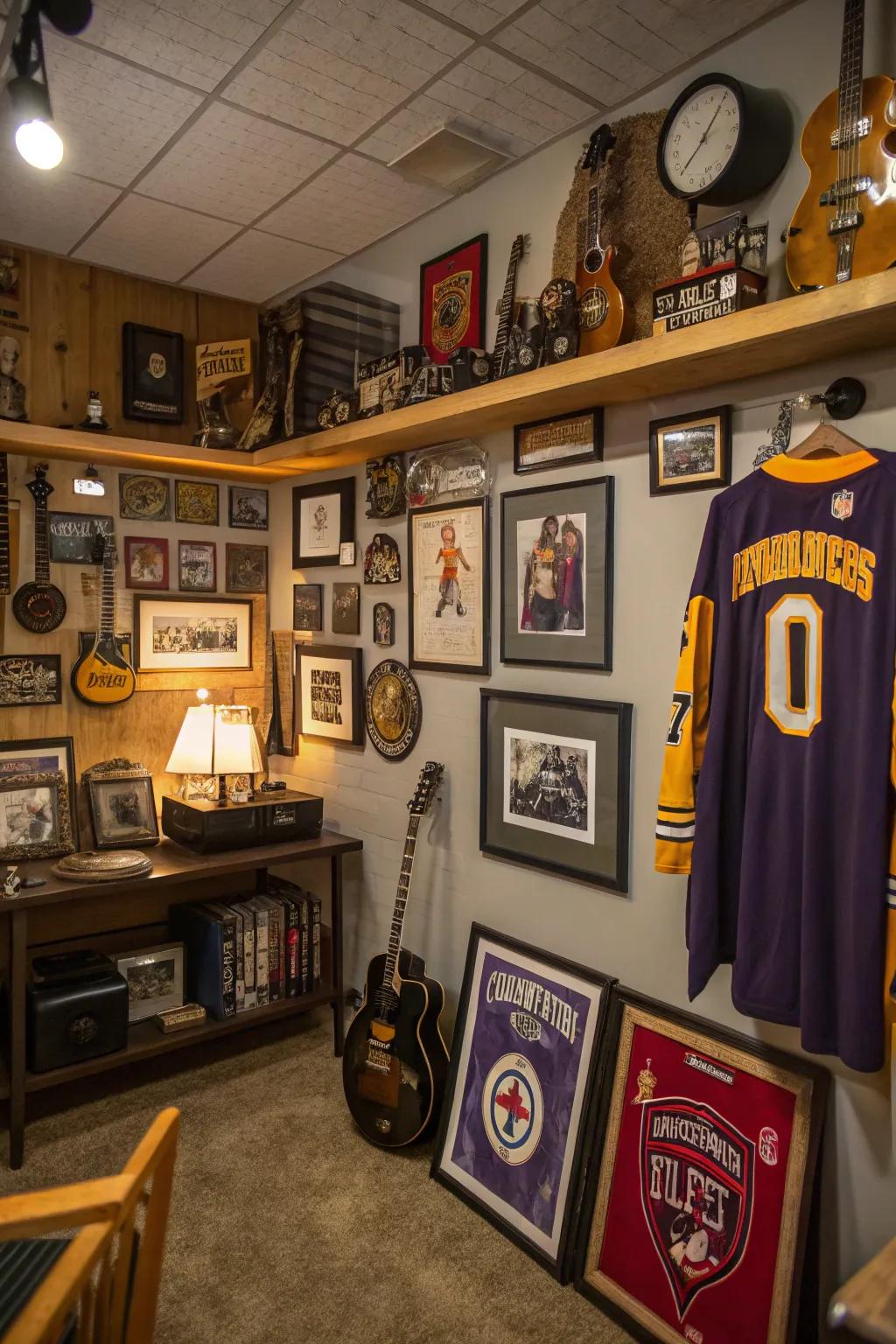 Unparalleled wall-fixed artistry enriches the essence of this man cave.