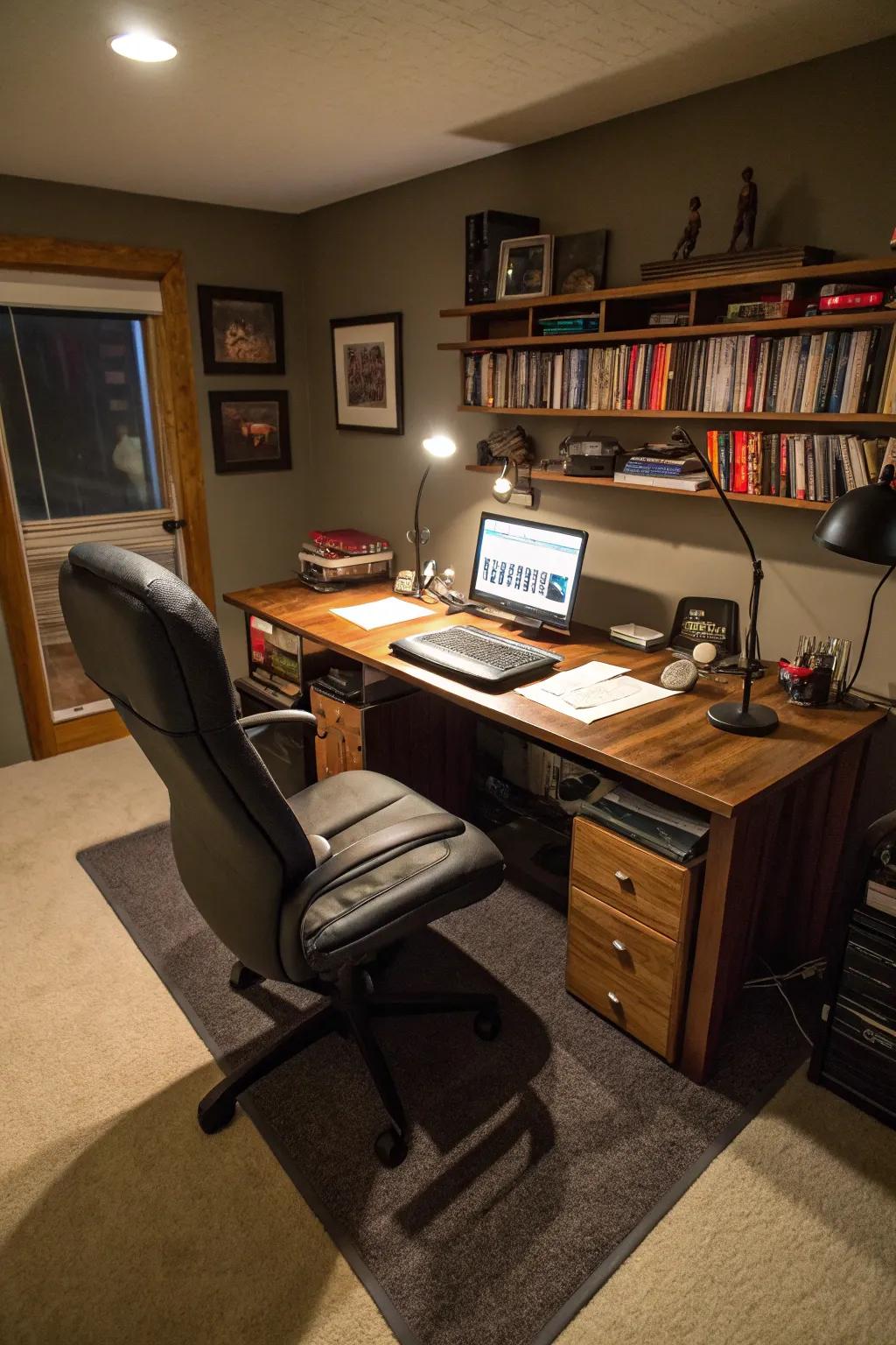 Practical furniture ensures comfort and efficiency.