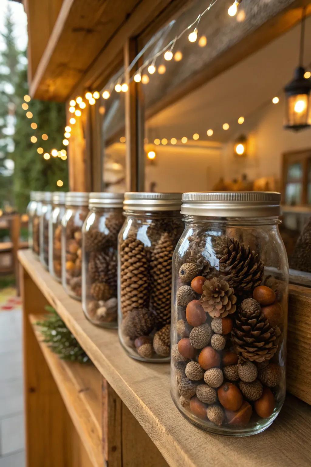 Seasonally themed preserving-style jar fillers for a dynamic décor.