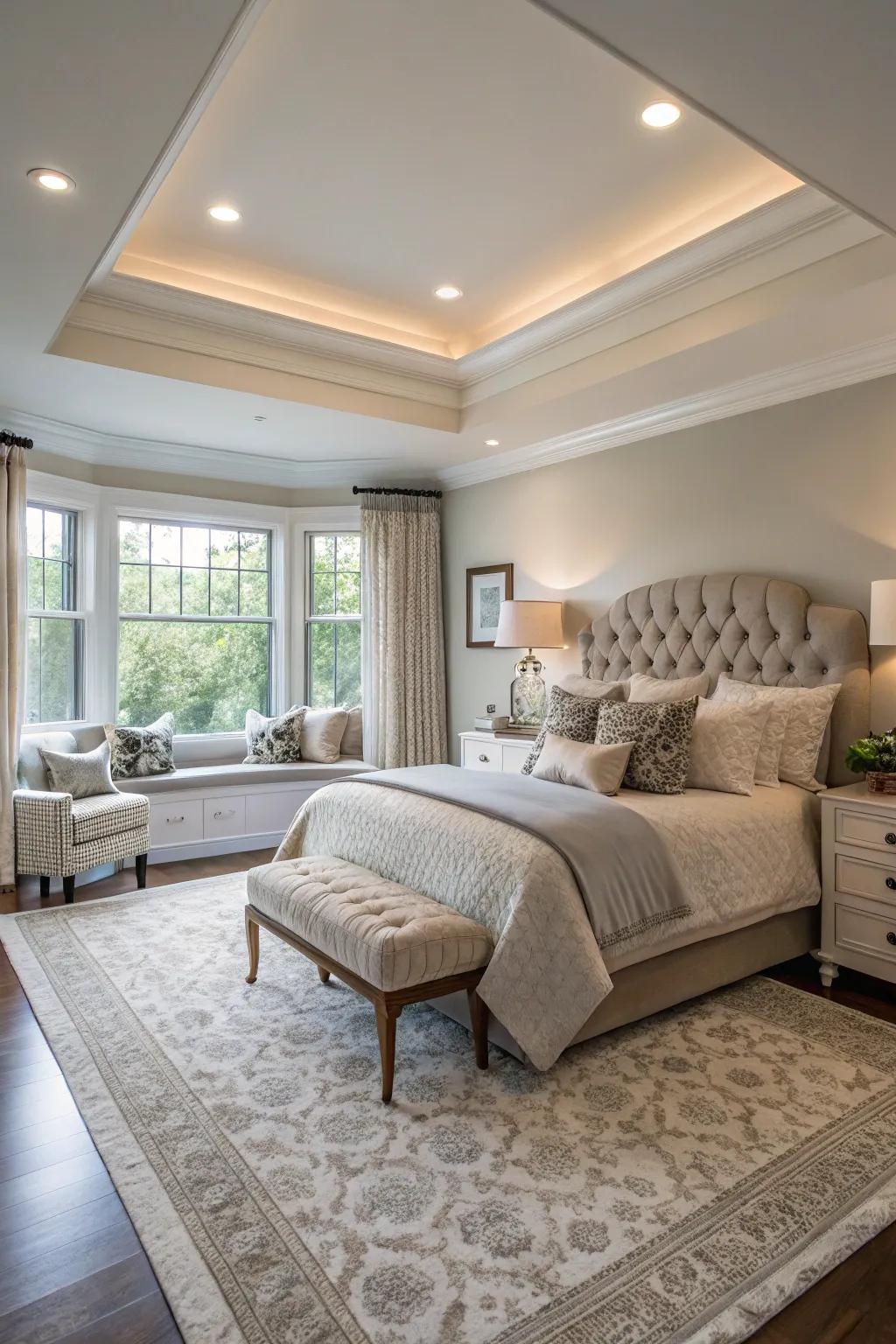 A well-coordinated room really shows off the elegance of your tray ceiling.
