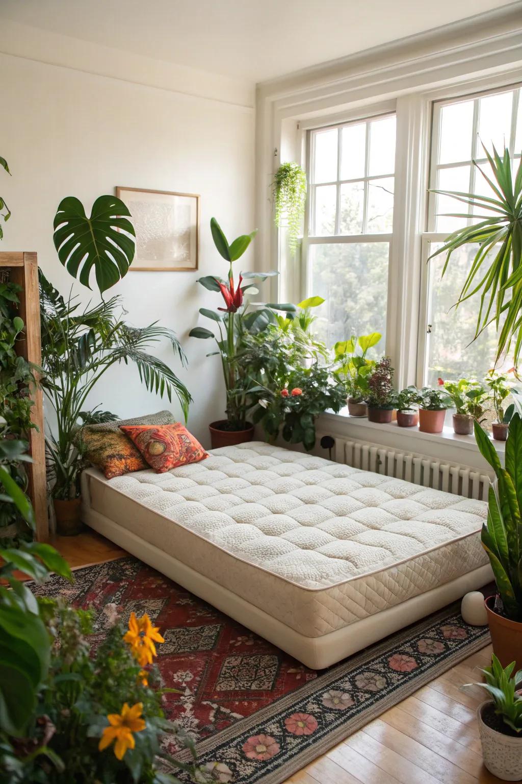 Design a nature-inspired retreat with verdure and light.