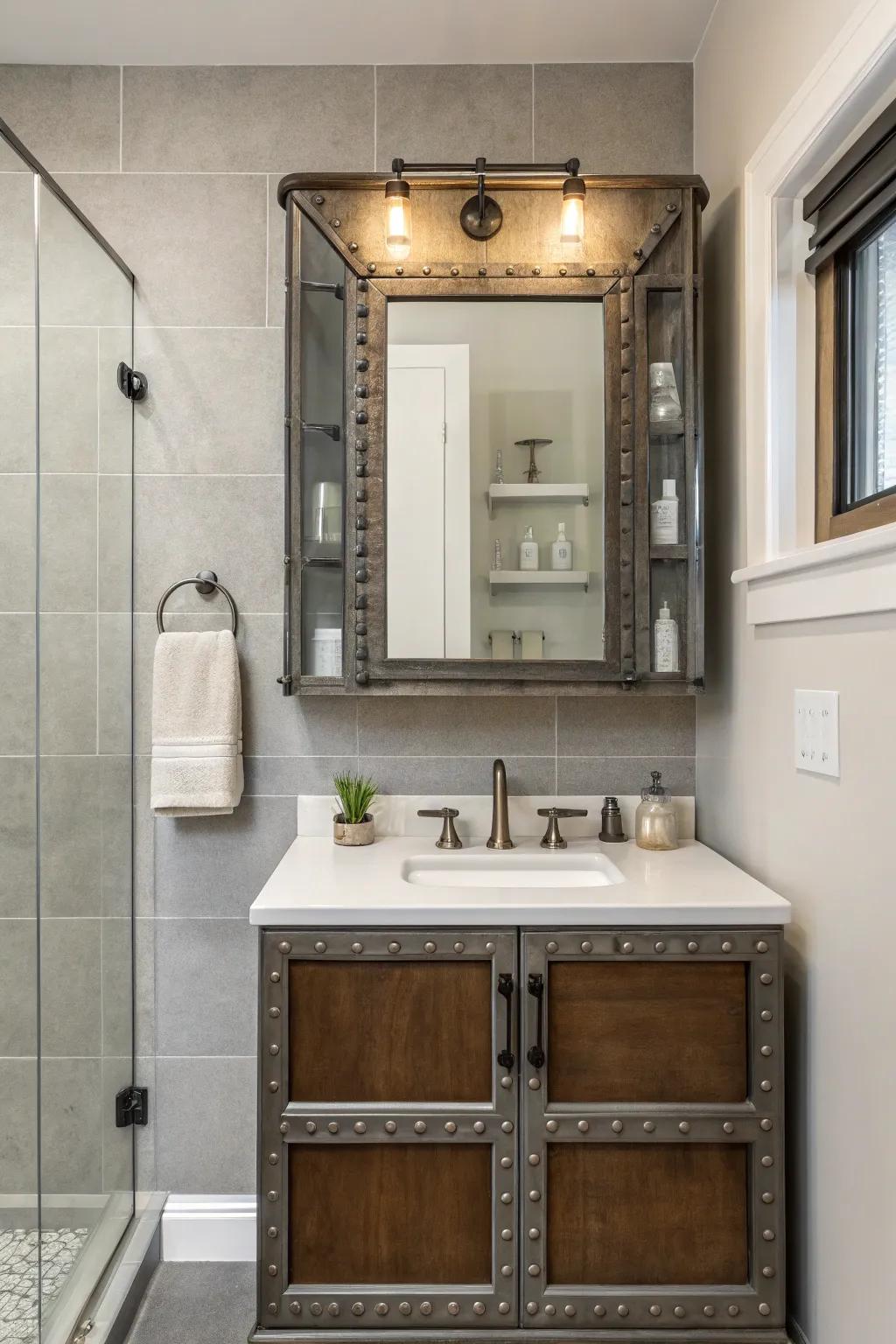 Strong, modern accents are added by industrial components.