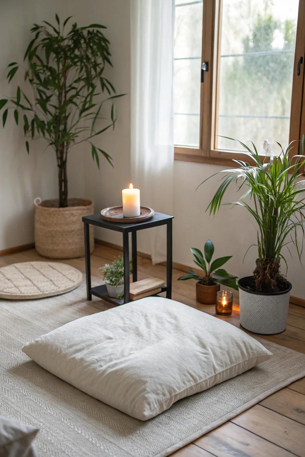 Keep it simple for a meditation setting that's free of clutter.