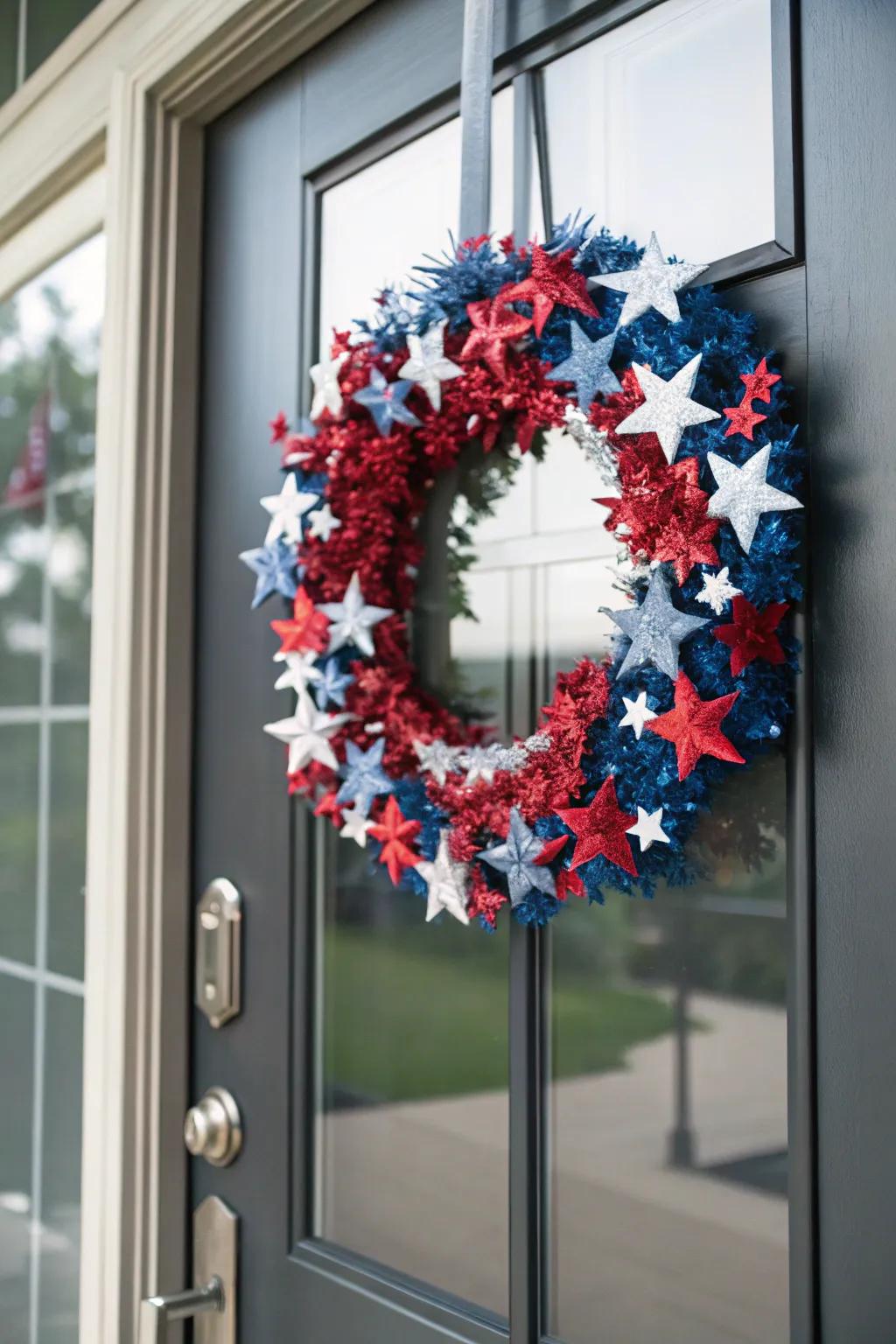 A star-studded wreath adding a hint of elegance.