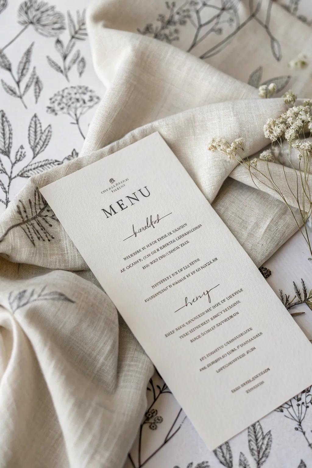 Subtle designs deliver an understated sophistication to your menu.