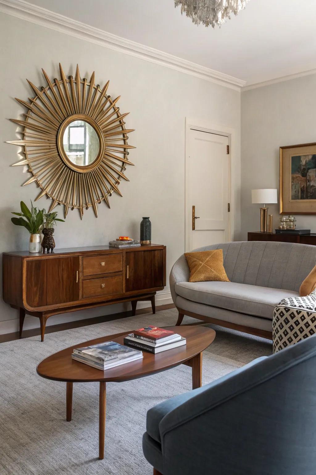 Starburst mirrors infuse a touch of glamour and style.